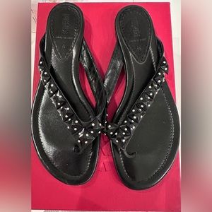 Fendi: Preowned Black leather Embellished Sandals Size 38. In VG condition!